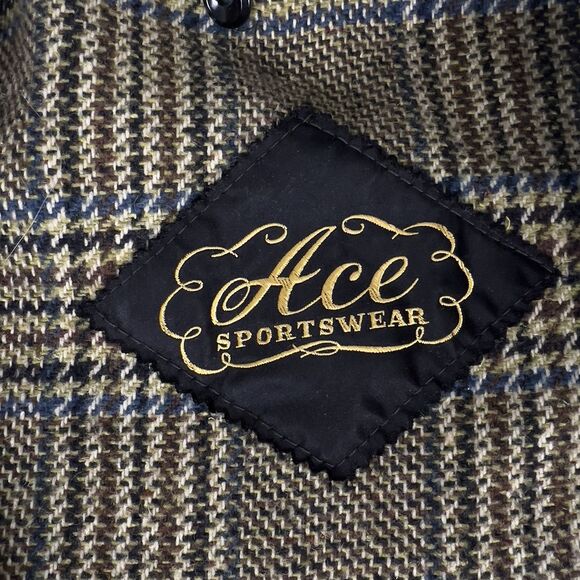 Vtg‎ Ace Sportswear Wool Over Coat Men’s 42 Charcoal Blue Undertones Tweed Lined - Picture 6 of 16